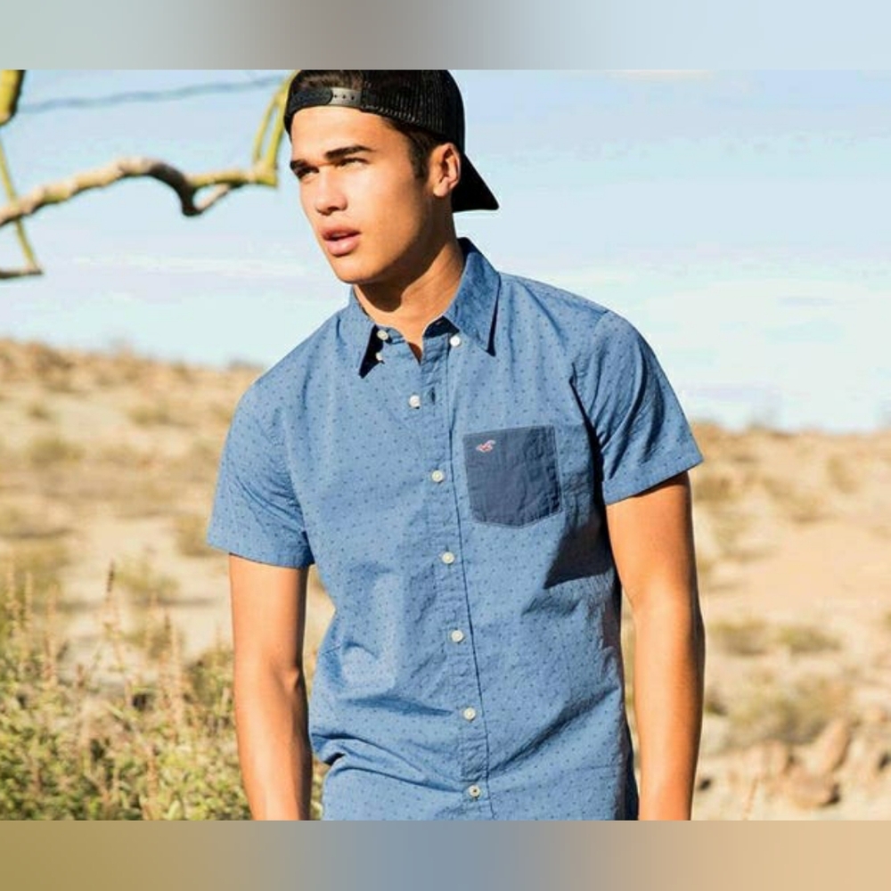 Hollister Blue Casual Button Down Shirt Sz S
